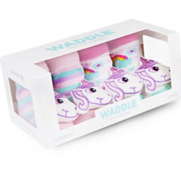 Waddle Other - 2 Pairs, Unicorn Waddle Rattle Socks 0-12 Months